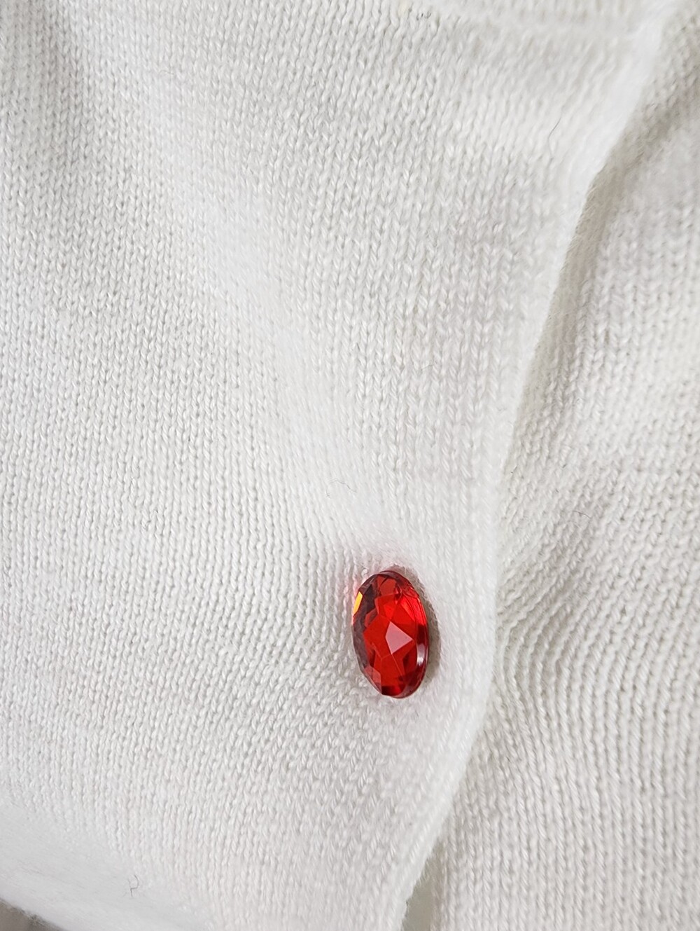 Sourpuss White Cardigan with Red Heart-and-Bones Embroidery - Picture 7 of 15